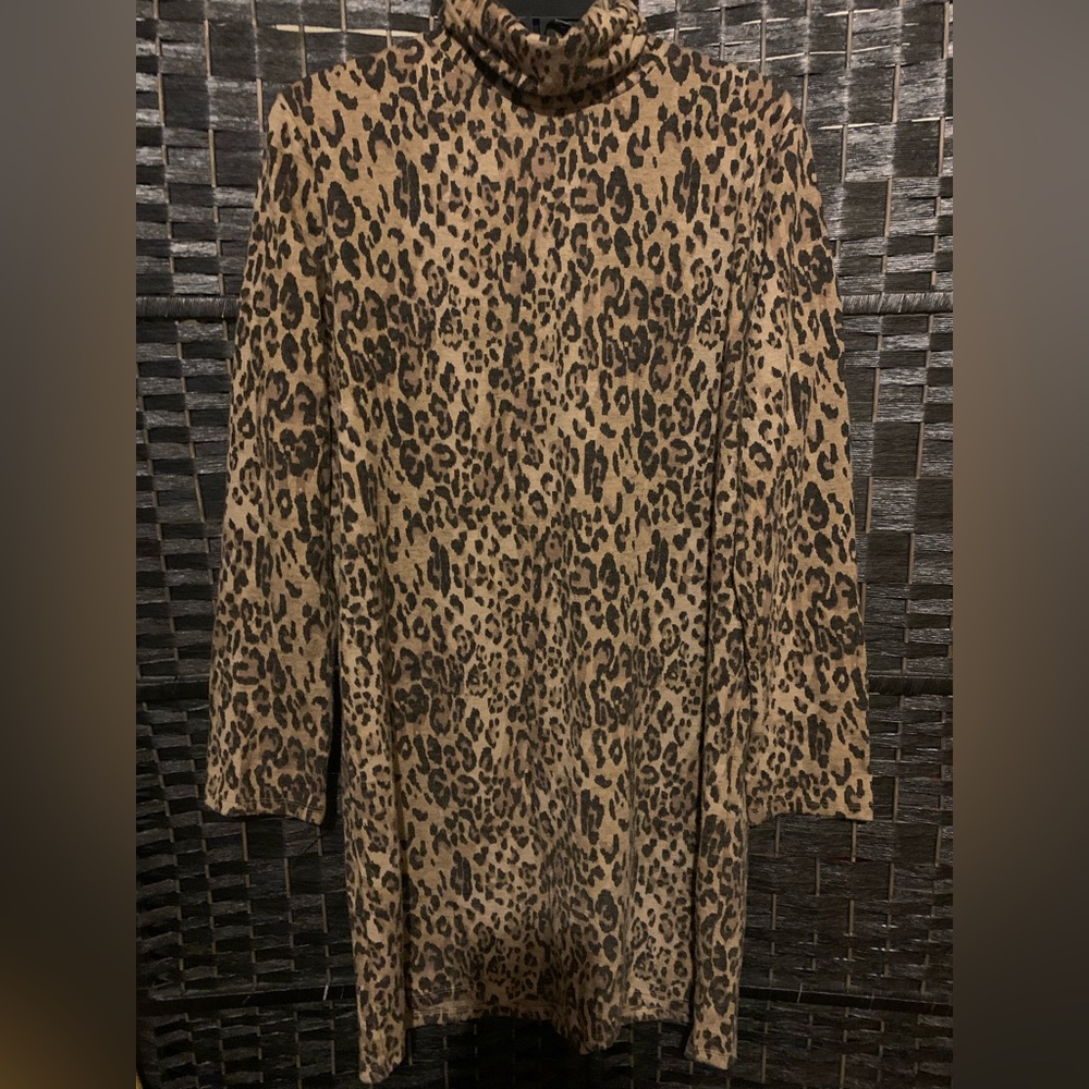 Zara cheetah print turtleneck sweater dress